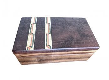 Signed Rainbow Wood Inlay Box