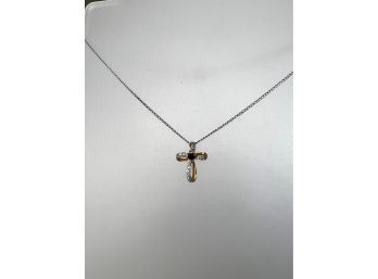 Sterling Silver With Gold Vermeil Crucifix Necklace