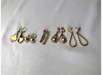 Five Pairs Of Vintage 14k Yellow Gold Earrings