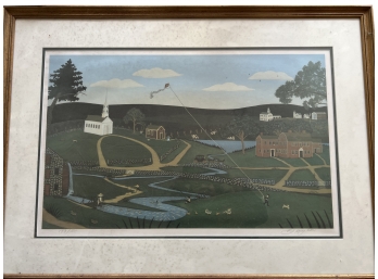 Framed Signed And Numbered Folk /Americana Style Lithograph - Haughton