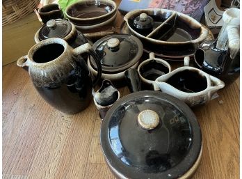 Lot Of Vintage Brown Drip Glaze Cookware-- 15 Pieces Approx