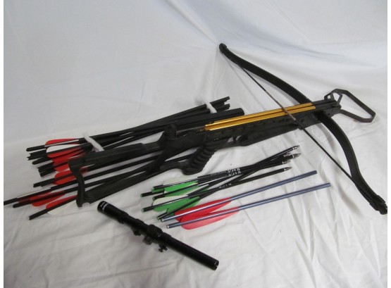 Crossbow With Target Arrows And Scope