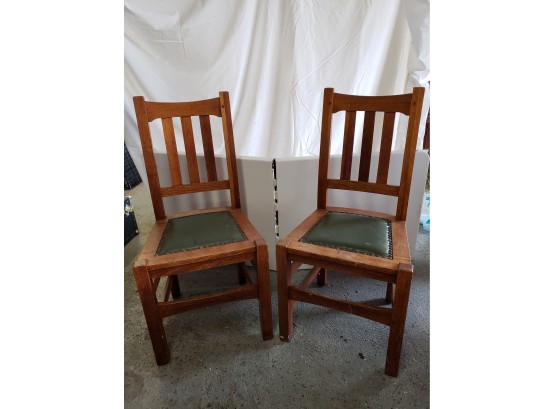 Antique Solid Oak Stickley Chairs