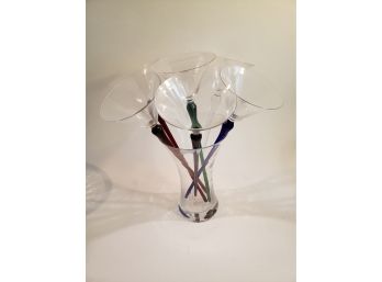 Hand Blown Glass Cocktail Glass Flowers In Vase