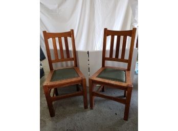 Antique Solid Oak Stickley Chairs
