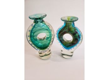 Murano Style Glass Candle Holders
