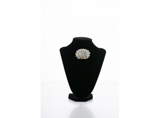 Glamorous Oval Starburst Opalescent Crystal Pin