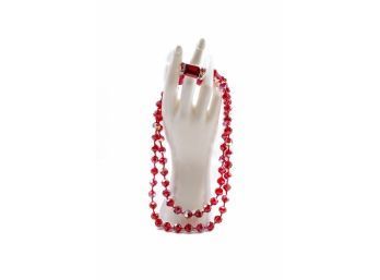 Ruby Opalescent Rhinestone Necklace