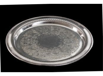 1 Of 2 English Silver Plate 15' Round Tray