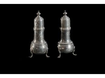 English Antique Silver Plate Salt And Pepper Shakers