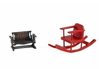 Doll House Baby Seat Rocker And Porch Glider