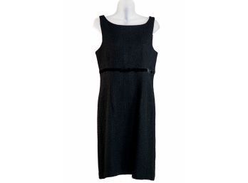 Elegant Black Chenille Wool Sleeveless Cocktail Dress Size 8