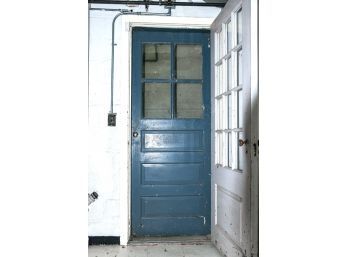 A Vintage Wood 4 Lite Storm Door - Basement