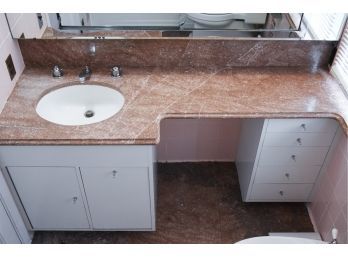 A Marble Top Vanity And Backsplash With Kohler Undermount Sink - Bath 2