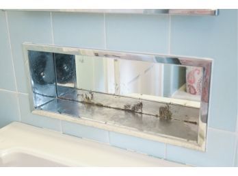 A Mid Century Stainless, Mirrored In Wall Bathroom Shelf - Bath 2A