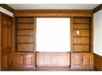 An Instant Wood Paneled Study - Wainscoting, Crown Molding And Custom Built Ins