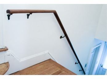 A Wood Banister With Mounting Hardware - Rear Stairs