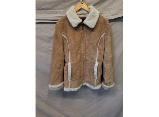 Gallery Size Small Leather Suede With Faux Shearling Lining Tan Winter Coat