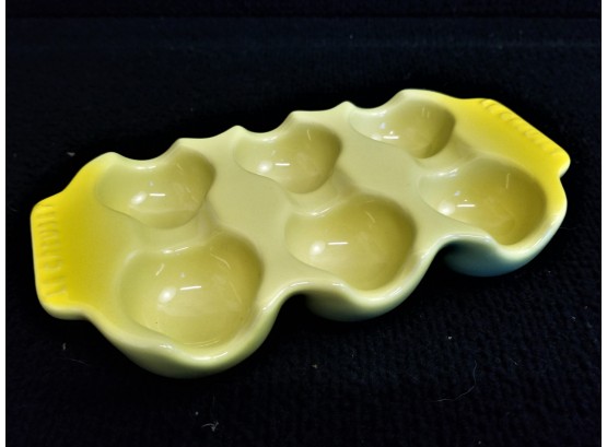 RARE Yellow Le Creuset Half Dozen Stoneware Egg Tray