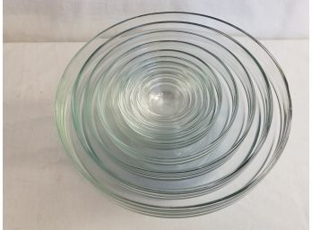 Ten Piece Set Of Stackable Clear Glass Nesting Mixing Bowls
