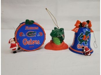 Three The Danbury Mint Porcelain University Of Florida Gators Christmas Holiday Ornaments