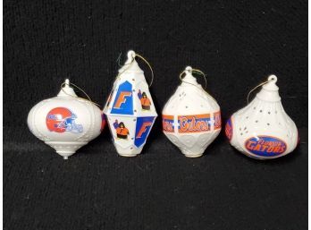 Four Vintage The Danbury Mint Porcelain University Of Florida Gators Lit Christmas Ornaments (Lot B)