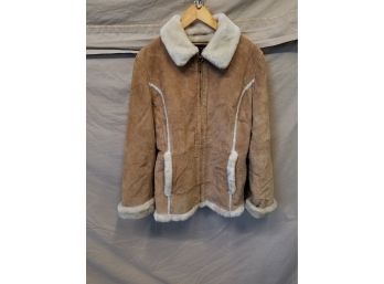 Gallery Size Small Leather Suede With Faux Shearling Lining Tan Winter Coat