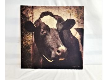 Country Cow Head Canvas Wall Art Signed By Artist Benjamin Gray