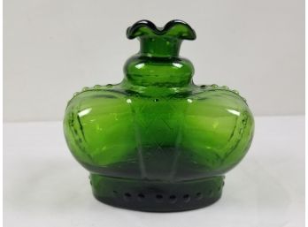 Vintage Clevenger Bros Emerald Green Glass Bottle Vase