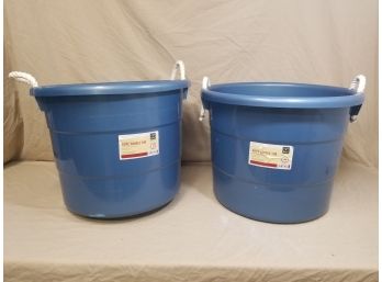 Pair Of 19 Gallon Plastic Tubs With Rope Handles