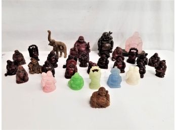 Large Lot Of  Red Resin Maitreya Styles Buddha Figurines For Luck & Health & Happiness
