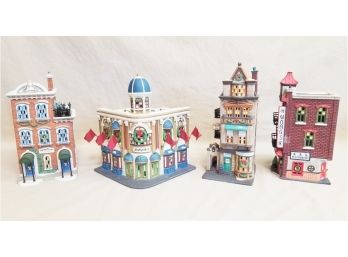 Four Dept 56 Heritage Village Collection Christmas In The City Series Porcelain City Buildings