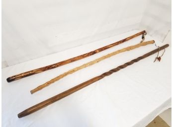 Three Wood & Bamboo Walking Sticks - Including Trailblazer Walking Stick