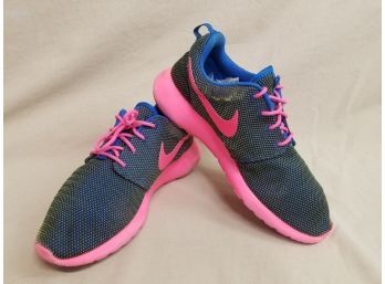 Women's Nike Neon Pink And Blue Mesh And Canvas Running Shoes Size 9.5