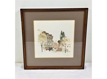 Hojbro Plads MADS STAGE Danish Artist Watercolor Pencil Signed Print