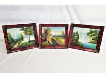 Three Antique Framed Landscape Oil Paintings