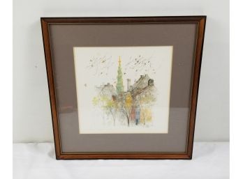 MADS STAGE Danish Artist Watercolor Pencil Signed Print