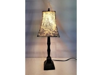 Black Spindle Table Lamp With Fabric Shade