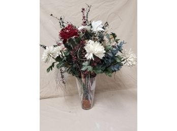Beautiful Extra Large Artificial Floral Arrangement In Frosted Glass Vase
