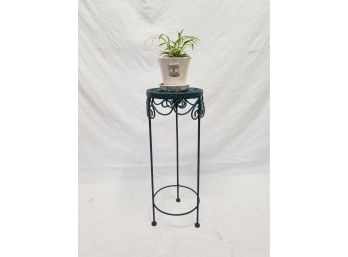 Green Painted Wrought Iron Plant Stand