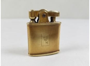 Vintage Ronson Gold Plated Textured Butane Lighter WWM Monogram