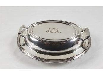 The Sheffield Silver Company Silver Plate Oval Covered Serving Dish Style 1352 - Monogrammed Lid