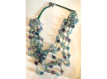 FOUR STRAND NECLACE Of Purple & Green Glass Balls