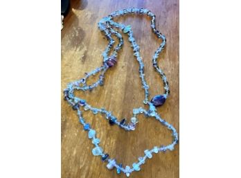 Triple Strand Necklace That Is Like Sea Glass Sones/Beads Of Purples & Greens