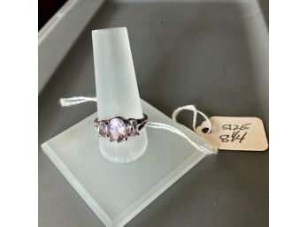 Gorgeous STERLING RING WITH THREE AMETYST COLORED STONES