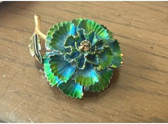 DISTINCTIVE  FLORAL PIN, Marked But Illegible