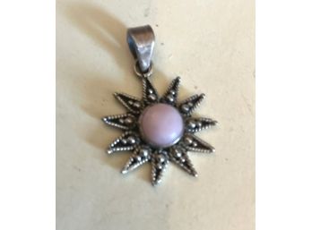 Marvelous Silver Pendant With Pink Moonstone Center Stone,
