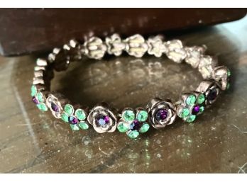 Bright And Cheery  & Sparkly Bracelet Of  Greens And Purples Stones