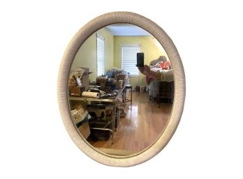 Oval Mirror With Faux Wicker Frame.