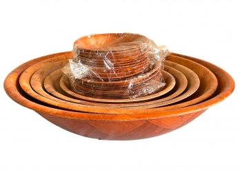 28 Wooden Bowls By Winco. 18' To 6' Wide.